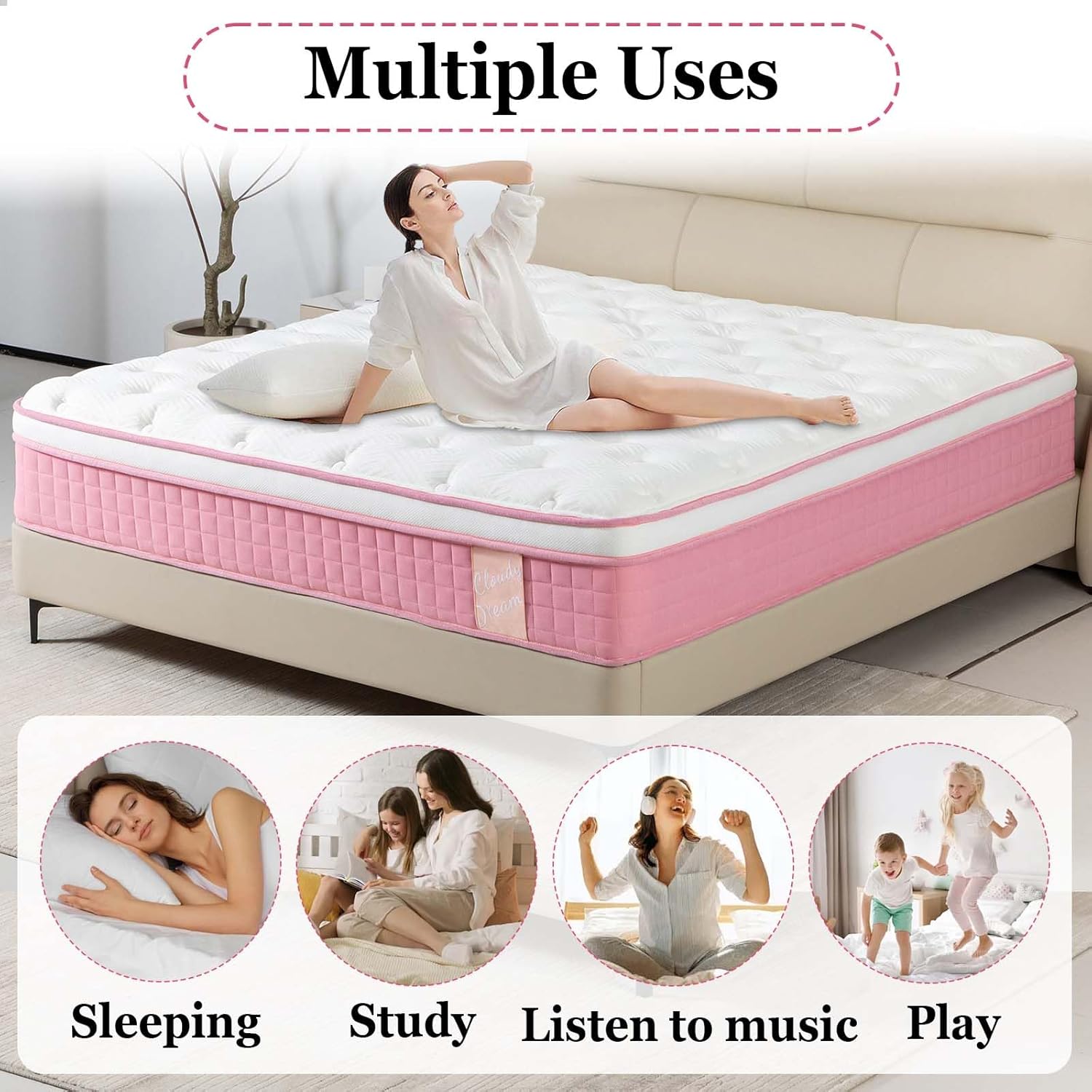 King Mattress, King Size Mattress in a Box, Modern New Diamond Innerspring Hybrid and Cooling Gel Memory Foam Mattresses, Pressure Relief & Motion Isolation, RV Medium Firm Matress (King)