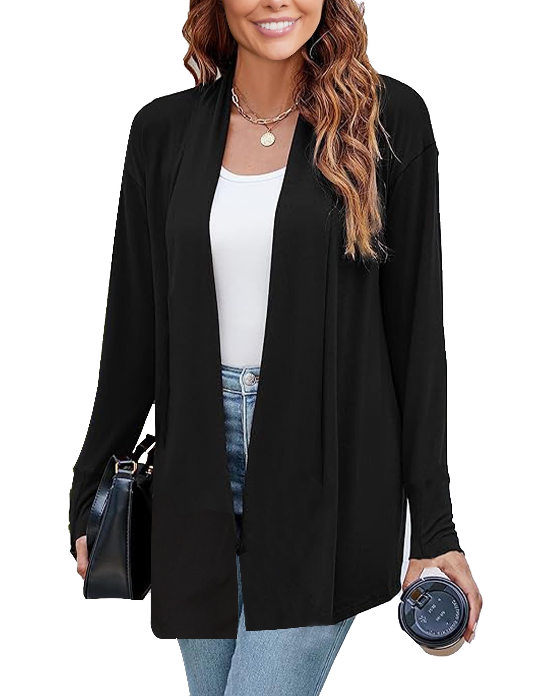 YeshapeWomen's Lightweight Long Sleeve Cardigan, Soft as Melted Butter, Nice Drape, Casual Dressy Wear (S-3XL)