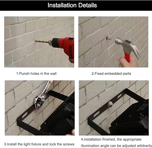 Miniatura 6 de Paquete de 4 luces LED de inundación para exteriores, luz de trabajo LED de 150 W, 15500 lm con enchufe de EE. UU. de 6 pies, luces de seguridad