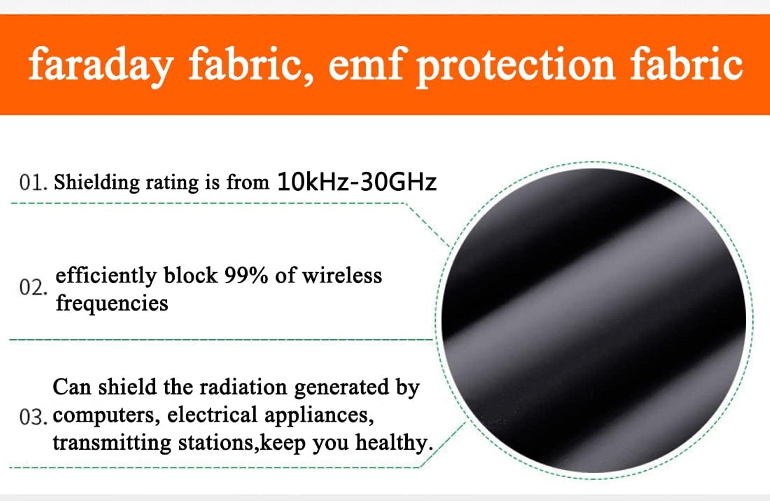 AADECOR Tela De Blindaje Señal RF Tela De Protección EMF RFID,Material De Bloqueo Señal Celular Tejido Faraday De Cobre Níquel Desde Señal Celular, WiFi, Bluetooth, GPS(Size:9m)