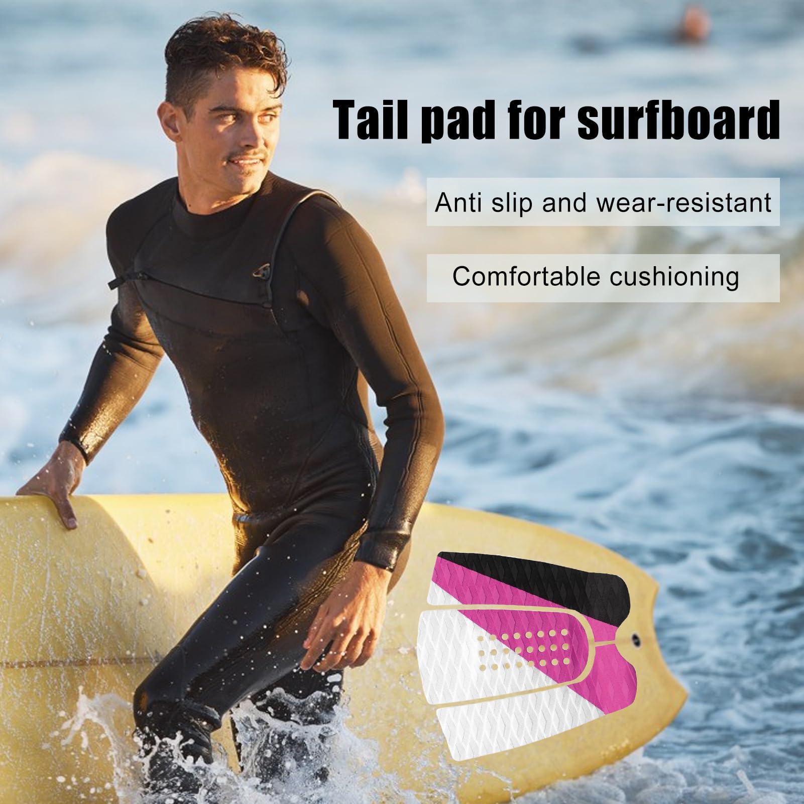 Almohadilla Antideslizante para Tabla de Surf - Almohadilla Acolchada para Cola de Skimboard | Accesorios Ligeros Antideslizantes para Deportes Acuáticos, Paddle Surf, Kayak y Playa