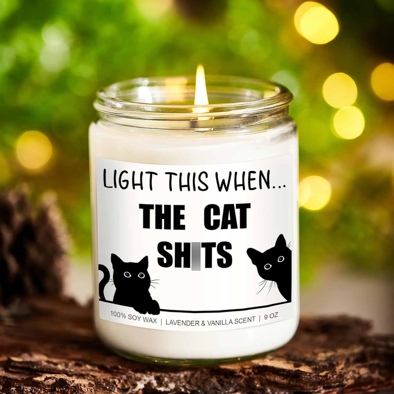 Younift Candle, Cat Lover Gifts for Women, Men - Funny Christmas, Birthday Gifts for Cat Lovers, Mom, Dad, Lady, Girls, Boys, Teens, Parents, Owners - Black Cat Themed Presents & Stuff - 9 oz