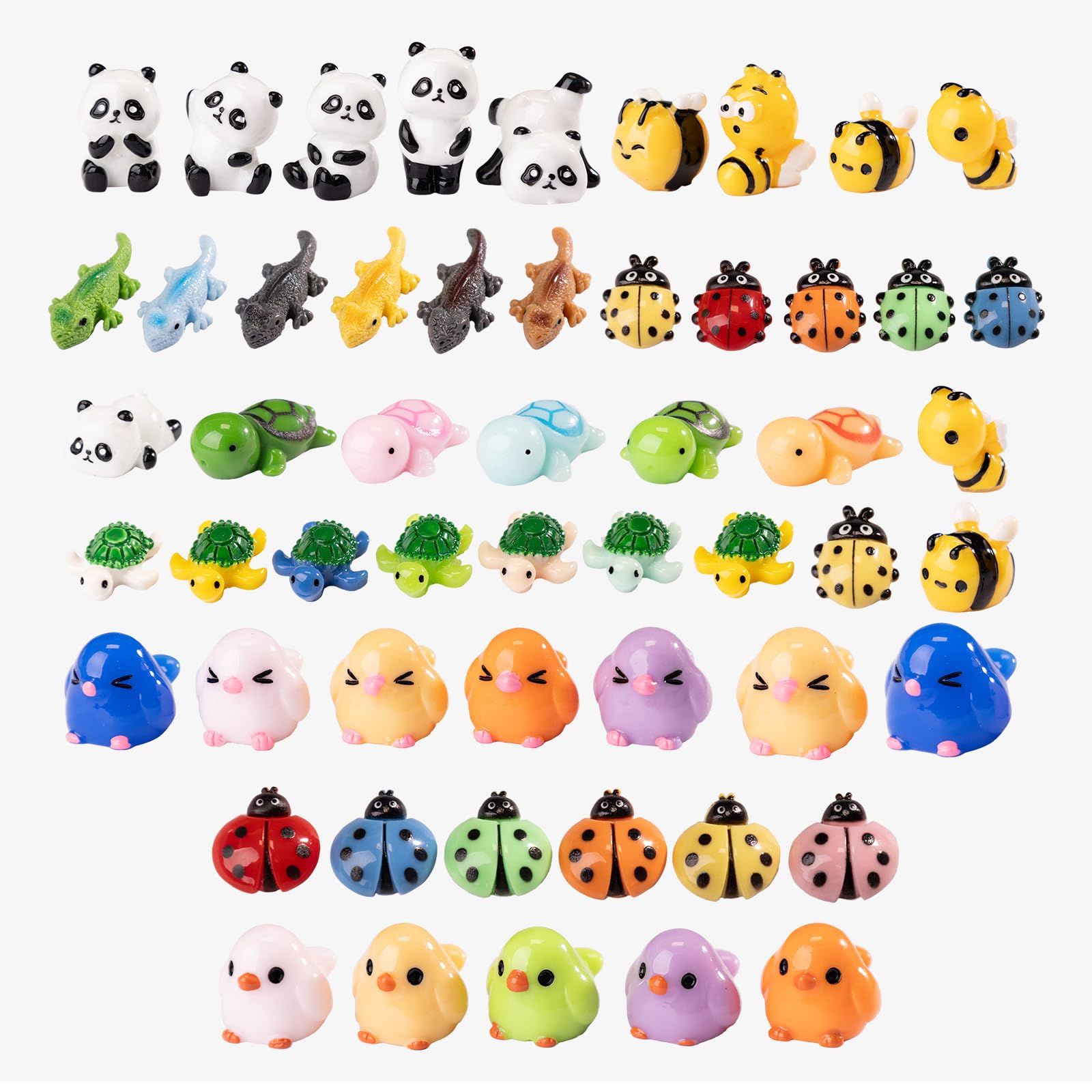 pkaoakyo Mini Small Animal Figurines, 54 Pieces Mini Marine Resin Animals, Marine Animals Decorative Decorations, Miniature Landscape Decorative Sets,