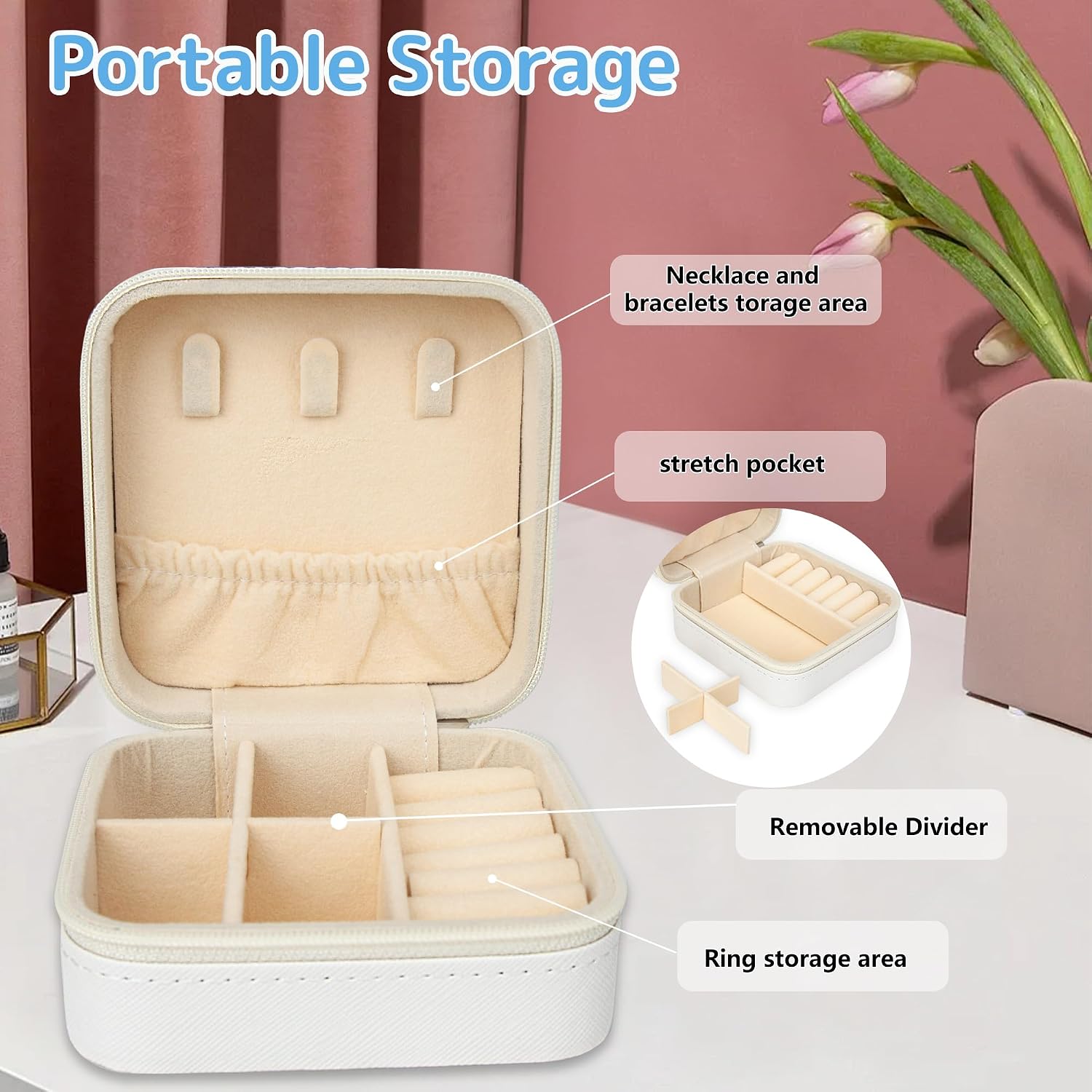 8 Pcs Bridesmaid Proposal Jewelry Gifts Boxes, Mini Travel Jewelry Case Poratble Earring Organizer for Women Bridesmaids Wedding Gifts image 3