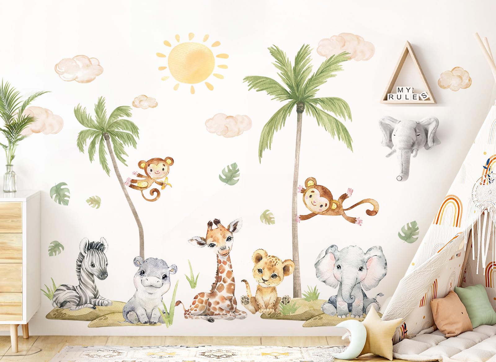 Kinderzimmer Deko Little Deco Wandsticker Löwen Babys Kinderzimmer Wandtattoo Für Babyzimmer Dschungel Safari Wandaufkleber Schmetterlinge Tiere Wanddeko DL5050-03 Bilder Kinderzimmer