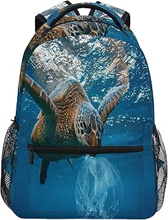 OOWOW Zaino Scuola Sea Turtle Ocean Daypack Leggero Impermeabile College Laptop Zaino Scuola Elementare Borsa a Tracolla Grande Bookbag per Donne Uomini Bambini Ragazzi