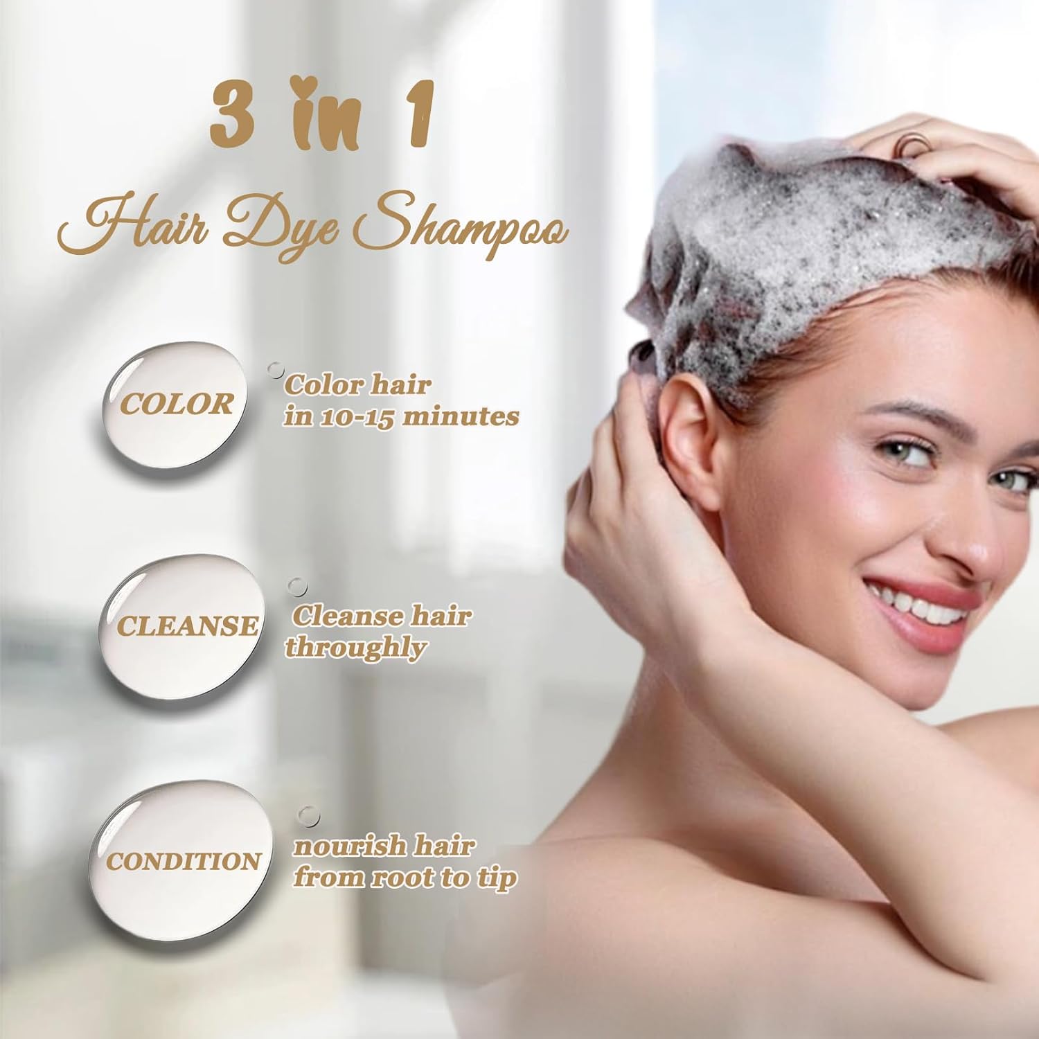 Brown Hair Dye Shampoo, Hair Color Shampoo for Women Men, Long Lasting Brown Hair Shampoo, Colors in Minutes, Champu Para Canas, Easy to Use - Image 4