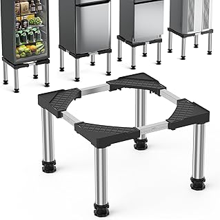 Mini Fridge Stand Height 13"-14.2" Adjustable Refrigerator Washing Machine Stand Base with 4 Strong Feet Anti-Vibration Washer Dryer Stand Laundry Pedestal Universal Appliance Stand Load 660LB-Black