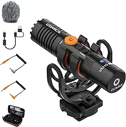 Comica VM10 PRO Microfone de Vídeo Universal -Ganho Ajustável, Saída Digital USB C, Monitoramento Microfone Shotgun para Câmera, Smartphone, Tablet, PC, Ideal para Vlog, Transmissão Ao Vivo, Gravação