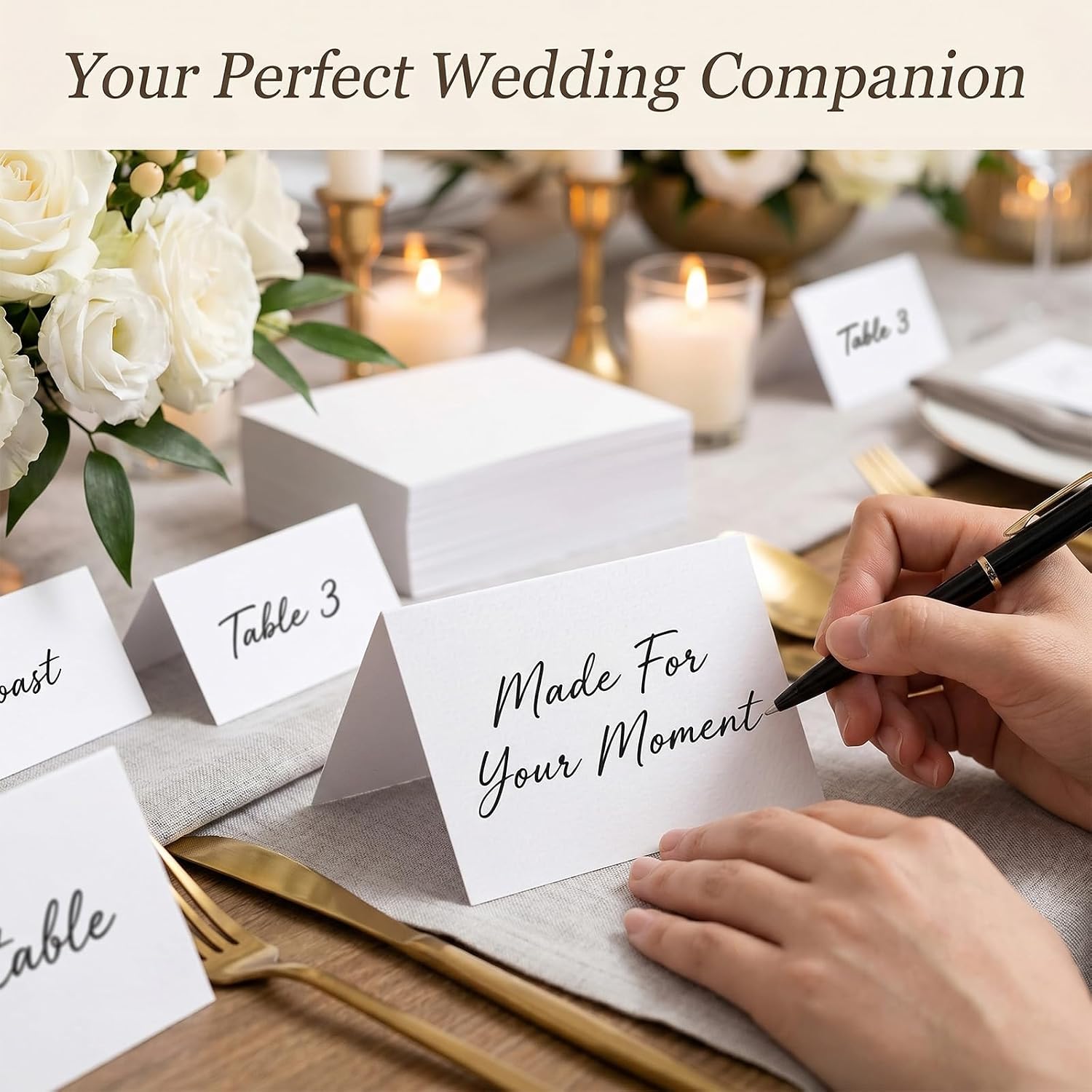 100Pcs Place Cards for Wedding Table Seating Chart, Blank Folded Write-On Name Tent Cards & Food Labels for Party Buffet, Reception Supplies for Dinner Parties, Banquets, Events image 5
