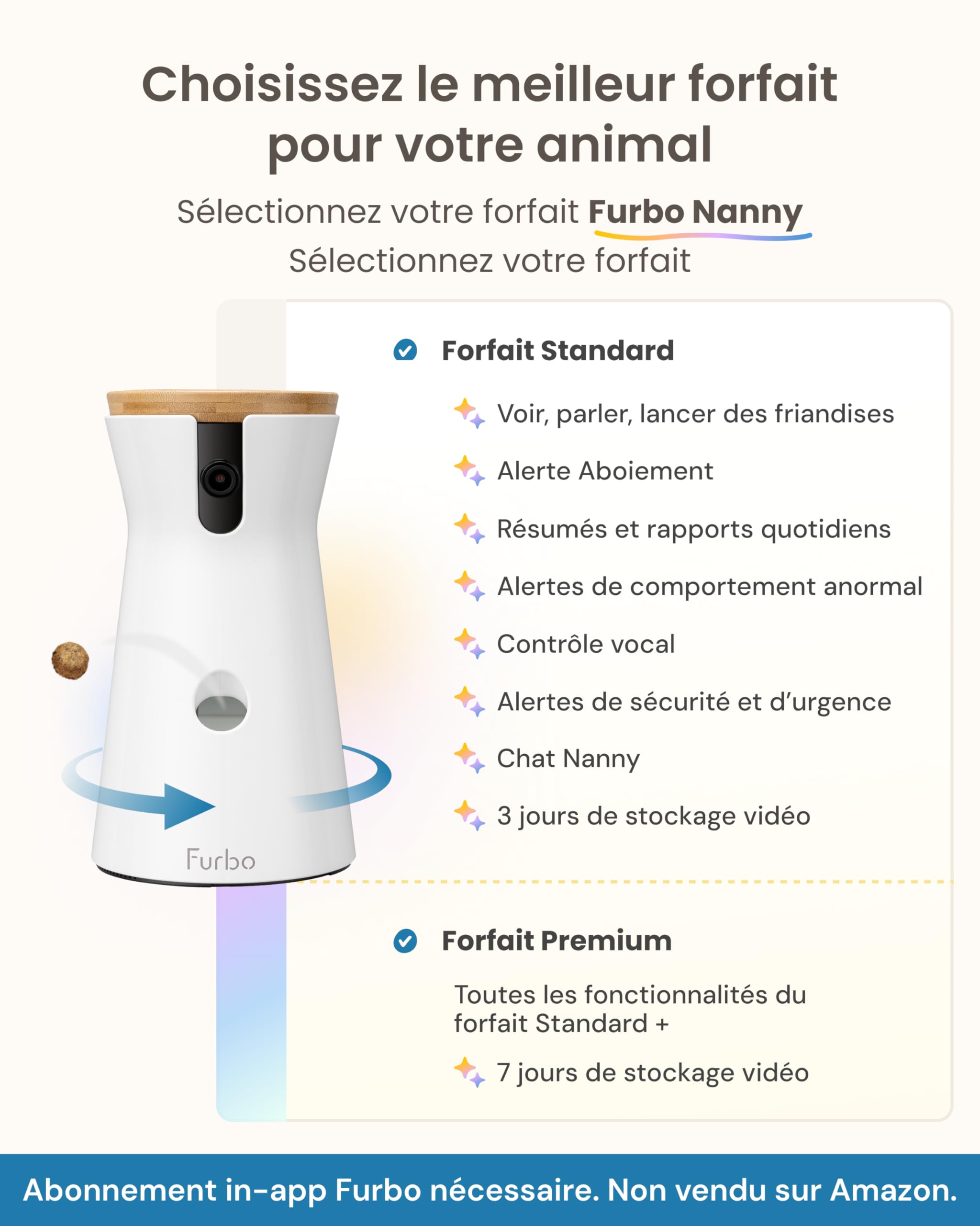 Furbo Caméra pour Chien 360° HD Intelligente avec Vision Nocturne, Suivi Auto, Lancer de Friandises, Alerte Aboiement