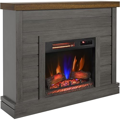 duraflame® Shiplap Wall Mantel Electric Fireplace, Weathered Grey