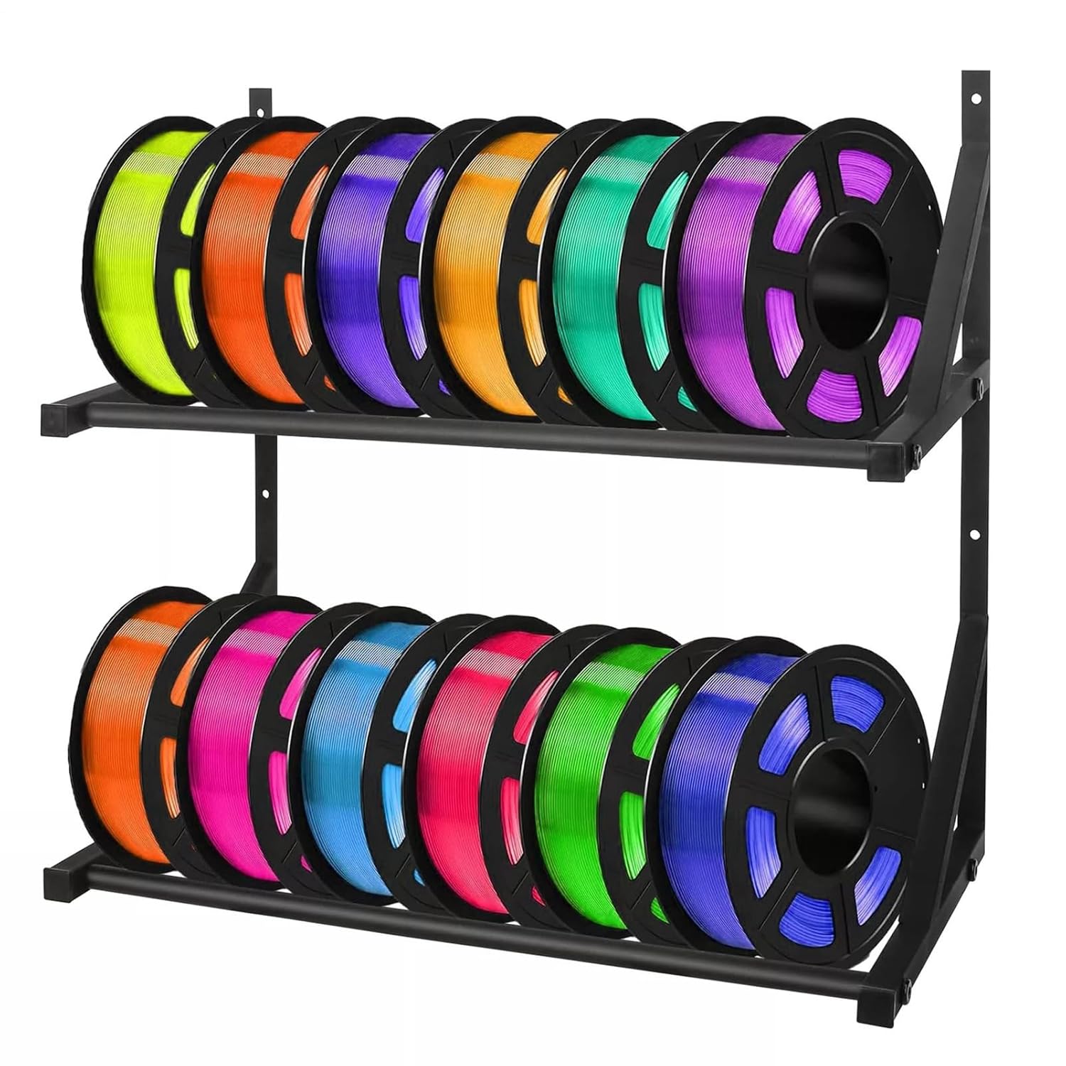3D Filament Storage Rack – Wall Mounted Organizer, Holds 12 Reels, Compact 3D Printing Storage | Durable Design Easy Install Space Saving Solution for Studios Offices Workshops