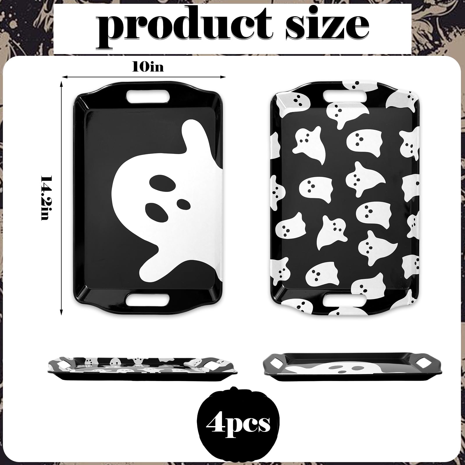 Amazon.com | JarThenaAMCS 4 Pcs Halloween Ghost Serving Tray Black