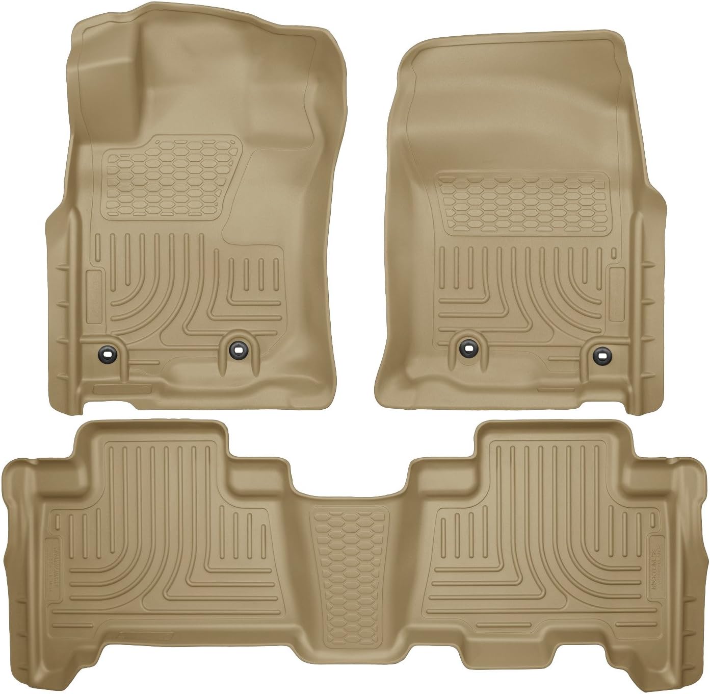 Husky Liners Weatherbeater Floor Mats | Fits 2013-2024 Toyota 4Runner; 2014-2024 Lexus GX460 | Front & 2nd Row, 3-pc Tan - 99573
