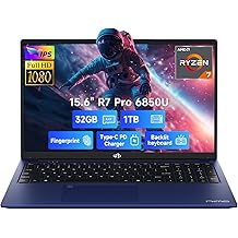 NIMO 15.6" FHD Light-Gaming-Laptop, 8 Cores AMD Ryzen 7 Pro 6850U 32GB LPDDR5 RAM 1TB SSD (Beat i7-1360P Up to 4.7GHz) GPU AMD Radeon 680M IPS Computer with 100W Type-C Backlit Keyboard Fingerprint