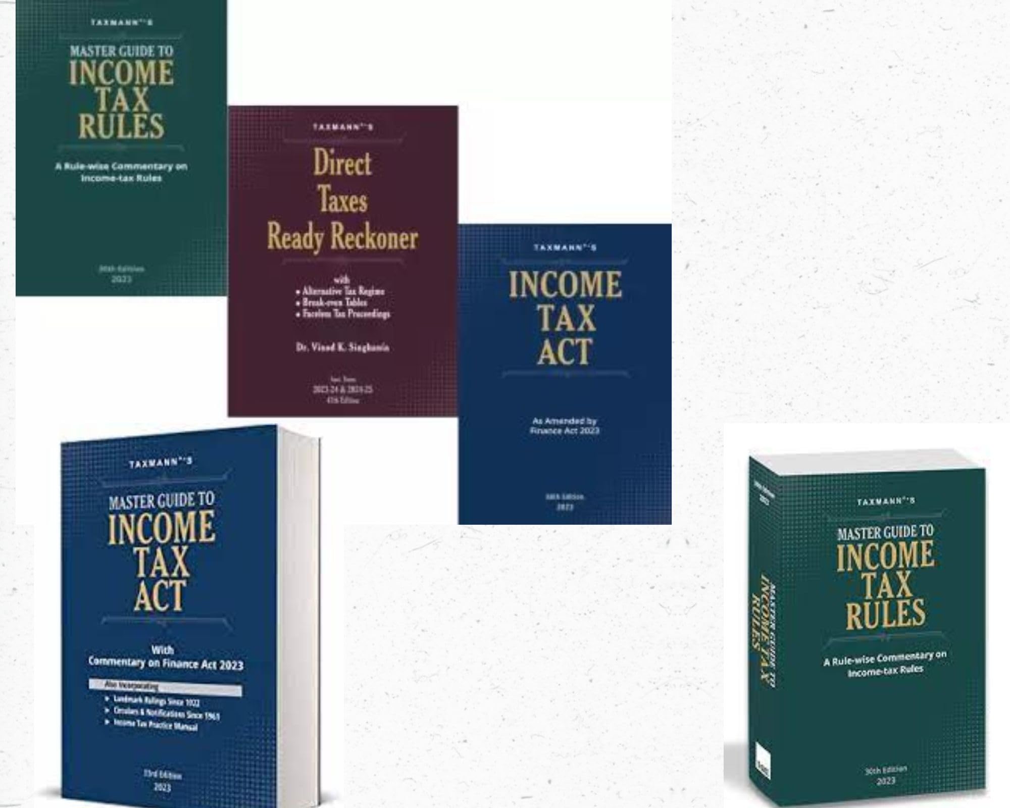 TAXMANN'S, COMBO OF 5 BOOKS DIRECT TAXES READY RECKONER, INCOME TAX ACTS, INCOME TAX RULES , MASTER GUDIE TO INCOME ACTS , MASTER GUIDE TO INCOME RULES, ( FINANCE BUDGET, EDITION 2023 )