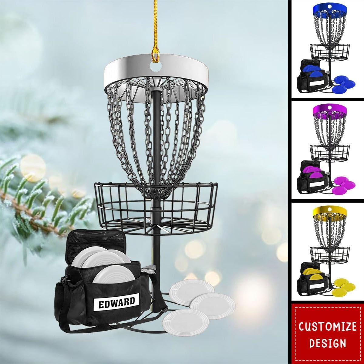 NAZENTI Personalized Disc Golf Christmas Ornament 2025, Custom Name Disc Golf Bag, Customization Golf Bag and Irons Decoration for Xmas Tree, Golfing Keepsake Gift for Golfer & Golf Player Lover - Image 2