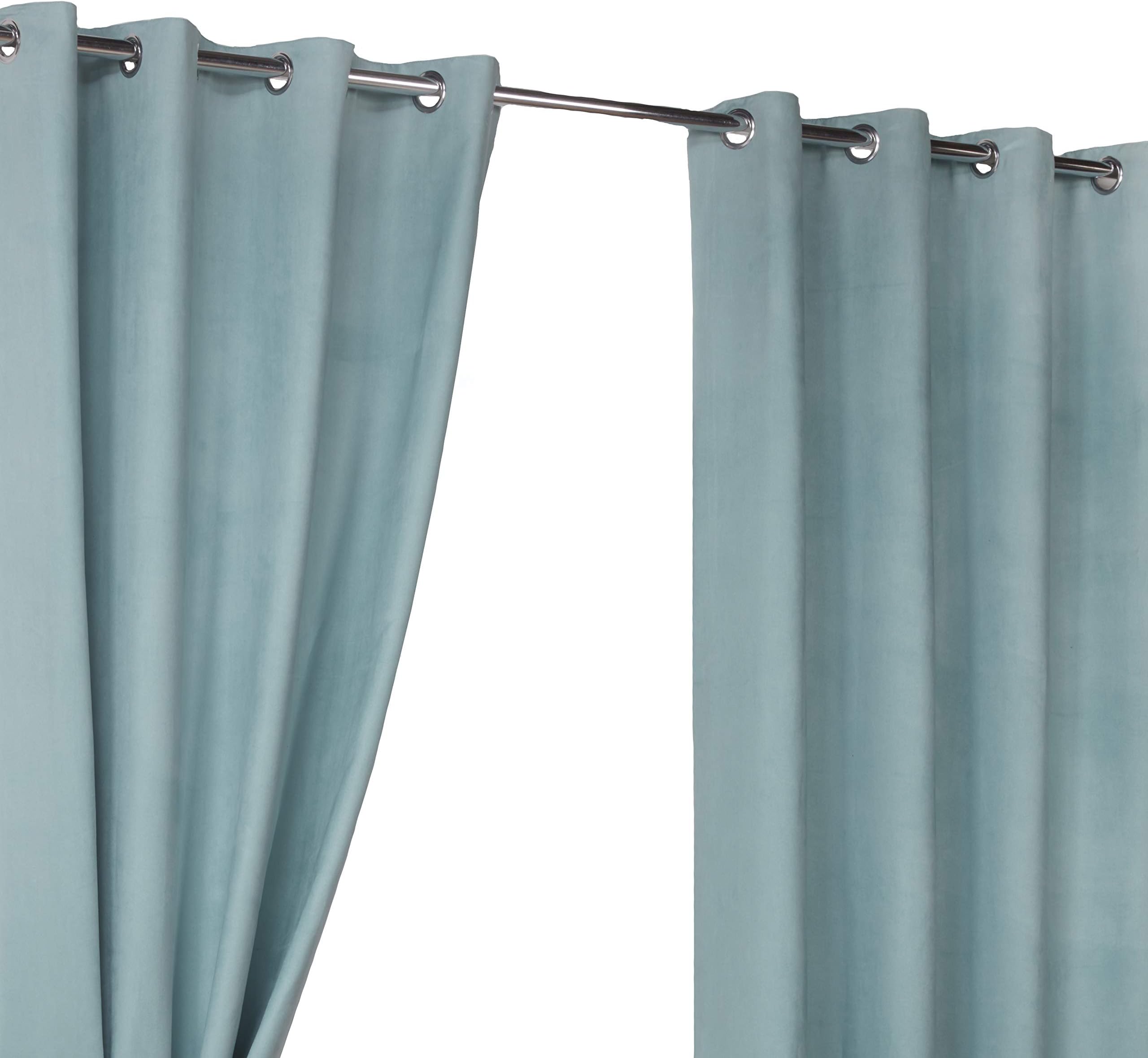 Faux Suede Duck Egg Ring Top / Eyelet Fully Lined Readymade Curtain Pair 46x54in(116x137cm) Approximately By Hamilton McBride®