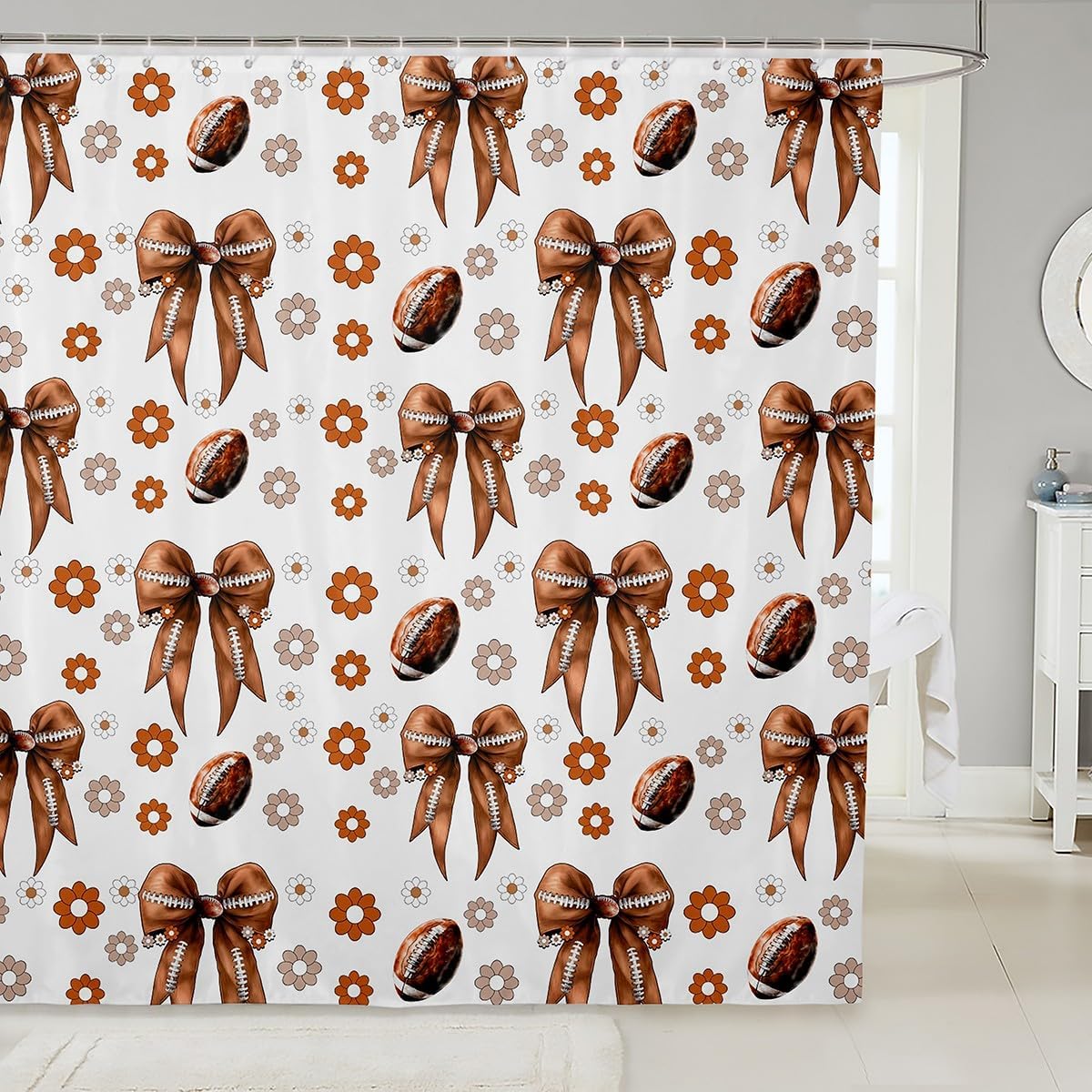 Manfei Fashion Girls Shower Curtains Cute Bow Cherry Lips Bathroom Curtains, Cartoon Bowknot Waterproof Bath Curtains with 12 Hooks Suits for Bathtub, Kids Girls Room Decor, 72" W x 84" L