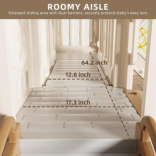 Miniatura 4 de XJD Tobogán 9 en 1 para niños pequeños, tobogán de selva con aro de baloncesto, túnel y espacio de almacenamiento, interior y exterior para niños