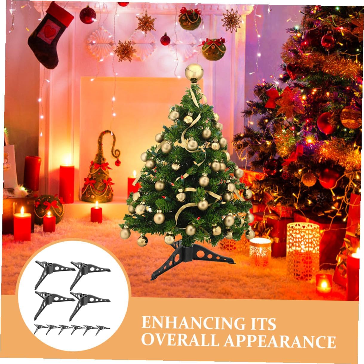 15pcs Christmas Tree Stand Bracket 8-inch Tabletop Holder for 120-150cm Artificial Xmas Tree Home Holiday Decoration Supplies