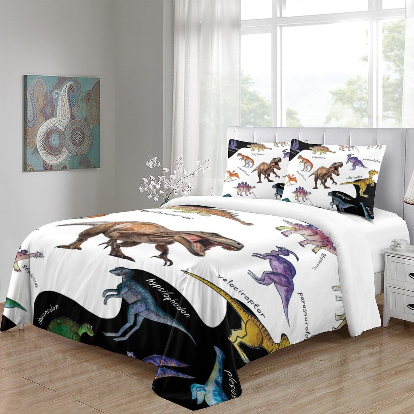 HAVOP Dinosaur Bedding Set Duvet Cover Set Single Size For Kids Boys Teens Room Decor Soft Comforter Cover Quilt Cover Set including Pillowcases - Image 2