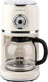 EMERIO Coffee maker, retro style, 900 W, 1.5 litre, up to 12 cups, dial for keeping warm time, permanent filter (washable), keep warm function, automatic shut-off