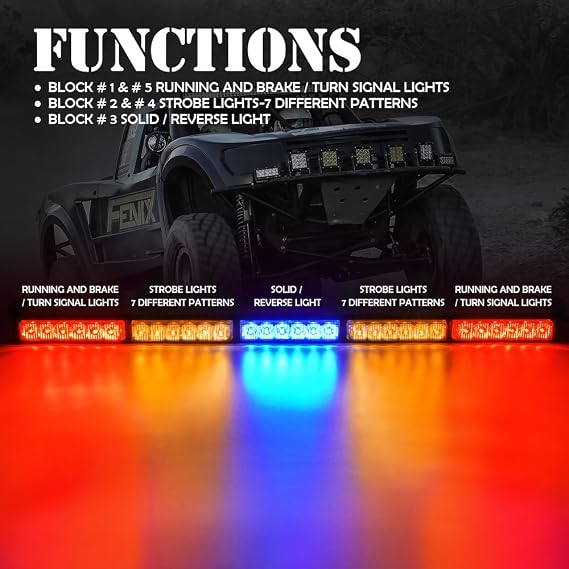 Xprite 30 Inch UTV RZR LED Chase Strobe Light Bar, w/Running Turn Signal Brake Reverse Lights Function, Safety Flashing Lightbar for Offroad 4x4 Polaris Can-Am Yamaha SXS ATV Trucks - RYBYR