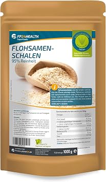 FP24 Health Psyllium Husks 1000 g – High Purity – Residue Controlled – 1 kg Indian Psyllium Seed Bowls – Zip Bag – Top
