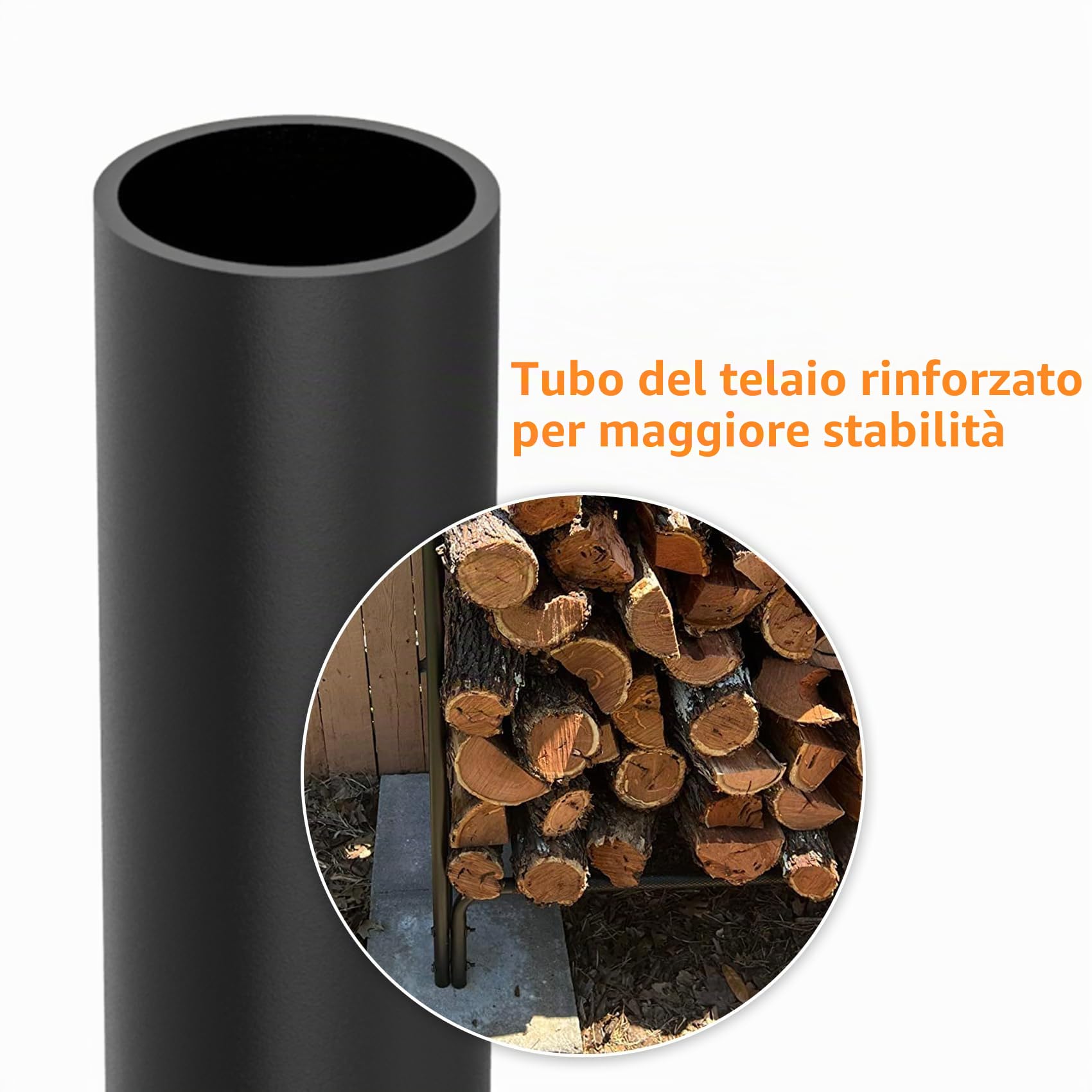 onlyfire Portalegna da Esterno in Metallo, Magazzini per Tronchi Pesanti da Esterno/Interno, Portaceppi per La Conservazione Della Legna del Caminetto,243.8×34.3×122.4 cm