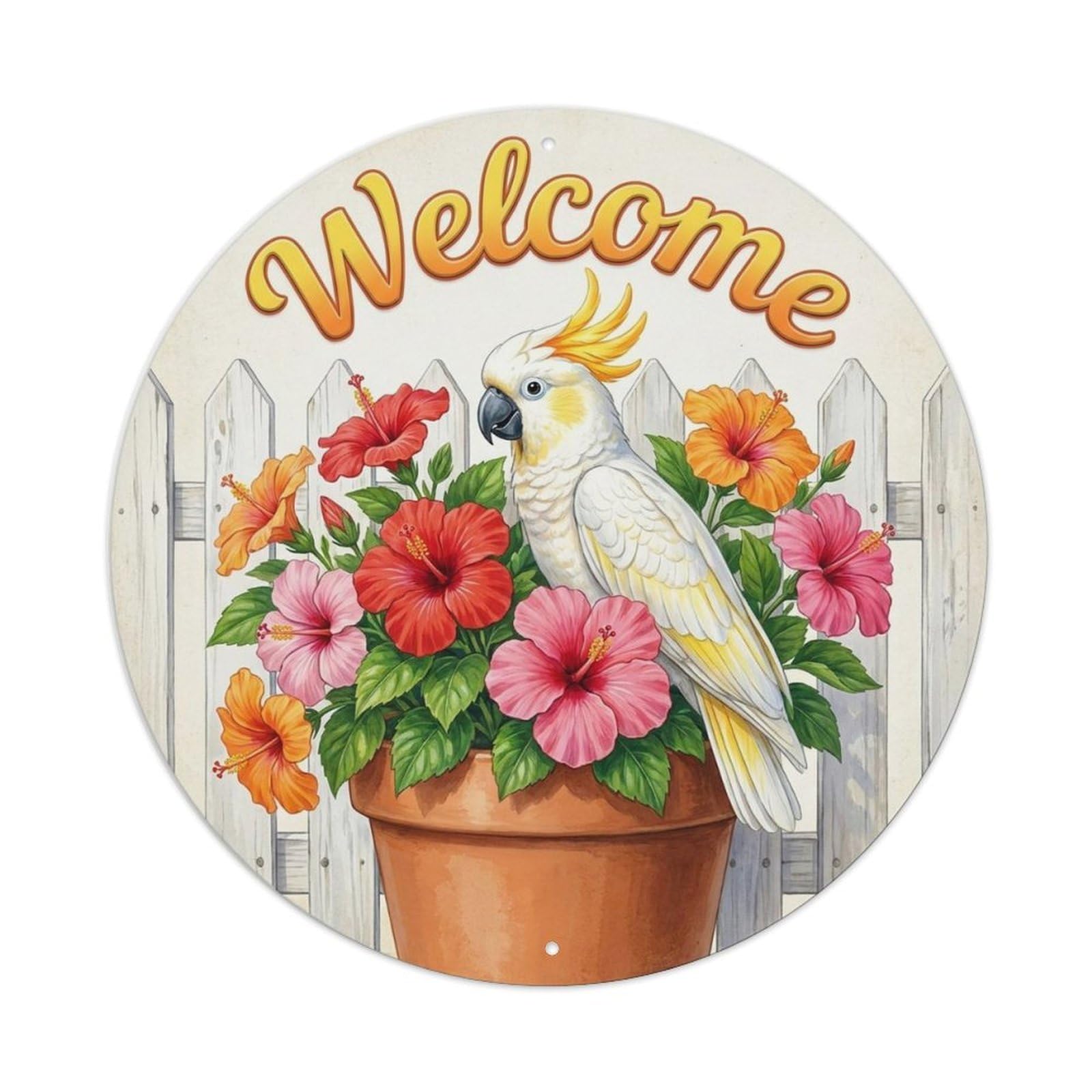 Welcome Cockatoo Beach Fence Metal Tin Sign