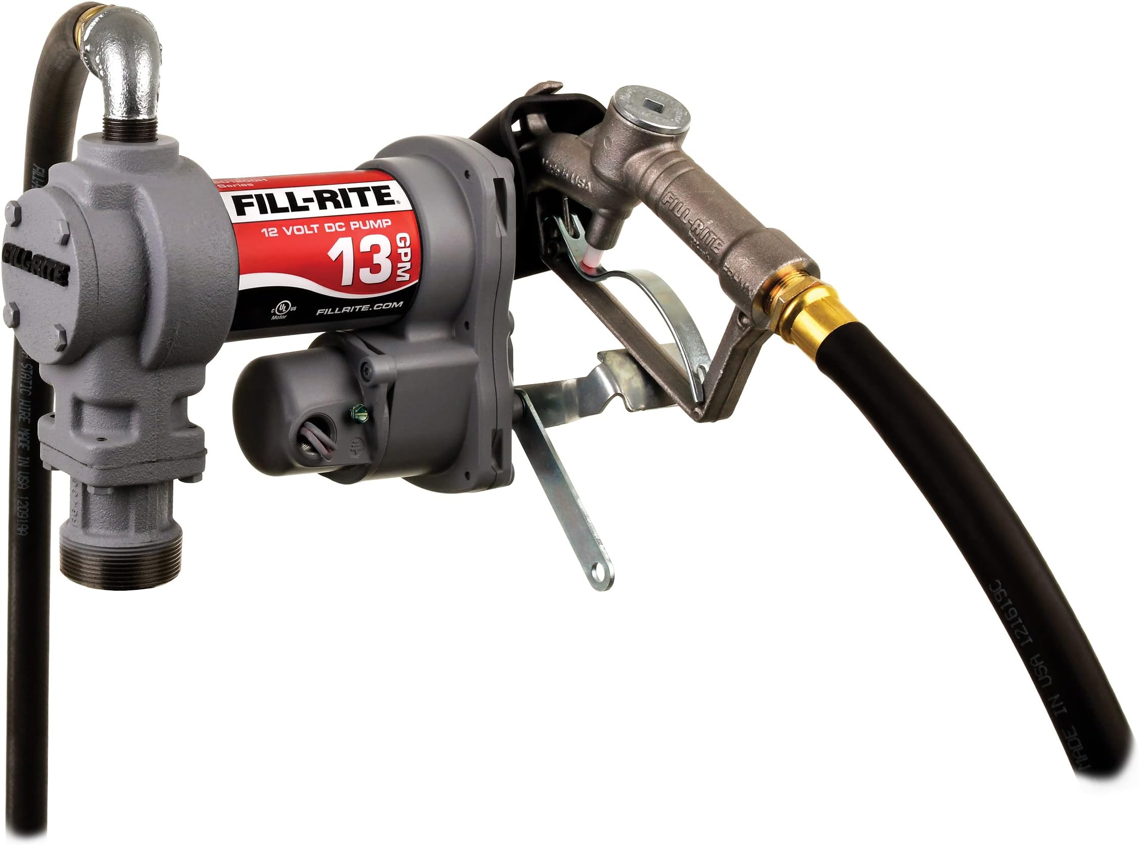 Fill-Rite SD1202G 12V DC Fuel Transfer Pump With Explosion-Proof UL/cUL Listed 1/4 HP Motor And 10 Ft. Static Wire Hose And Manual Nozzle With Suction Pipe