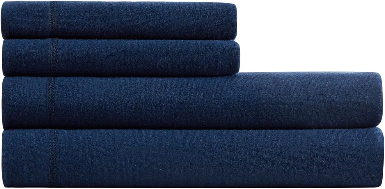 Calvin Klein Home Modern Cotton Harrison 1 Piece Flat Sheet, Queen Size, Cotton (Solid Periwinkle)