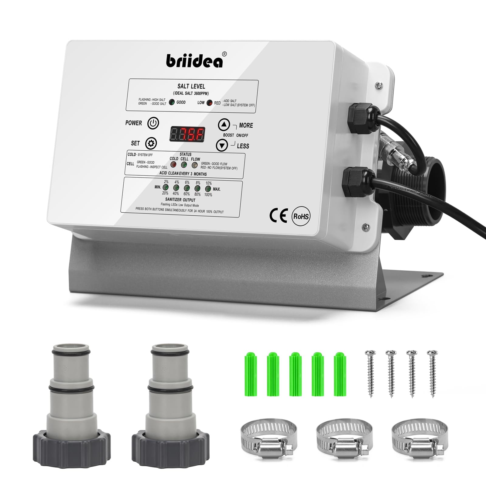 Chlorinator Control Panel Display and Buttons
