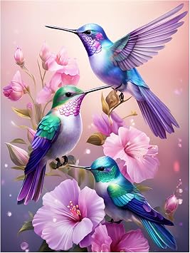 Hummingbird Diamond Art Kits for Adults, Diamond Painting Kits 12x16 Inch