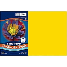 Tru-Ray Construction Paper, 50% Recycled, 12" x 18", Yellow, Pack Of 50