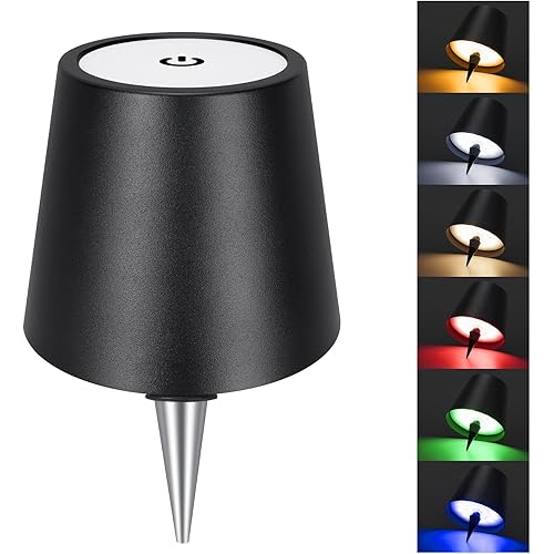 DUSKTEC Wireless Wine Bottle Lampshade, 8 RGB Light Modes, Light Temperature 3000-6500K, Rechargeable Touch Wine Bottle Lamp, Portable Wireless Wine Bottle Lamp, Bar Lights, Party, Gift (Black)