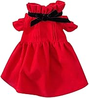 Vista 6 de Vestido de pana roja para perros pequeños, conjunto de vestido de invierno para cachorros, ropa de Navidad