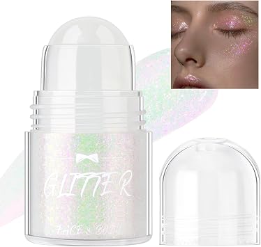 HOSAILY Roll-on Body Glitter Gel, Holographic Face Glitter Mermaid Body Shimmer, Chunky Sequins Hair Glitter Gel for Festival Party Rave Accessories Body Glitter Makeup 02# Sparkling Pink