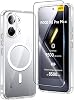 Para Xiaomi Poco X8 Pro Max Case, con protector de pantalla de vidrio templado [compatible con MagSafe] [protección completa de cámara] funda magnética delgada a prueba de golpes - transparente 1