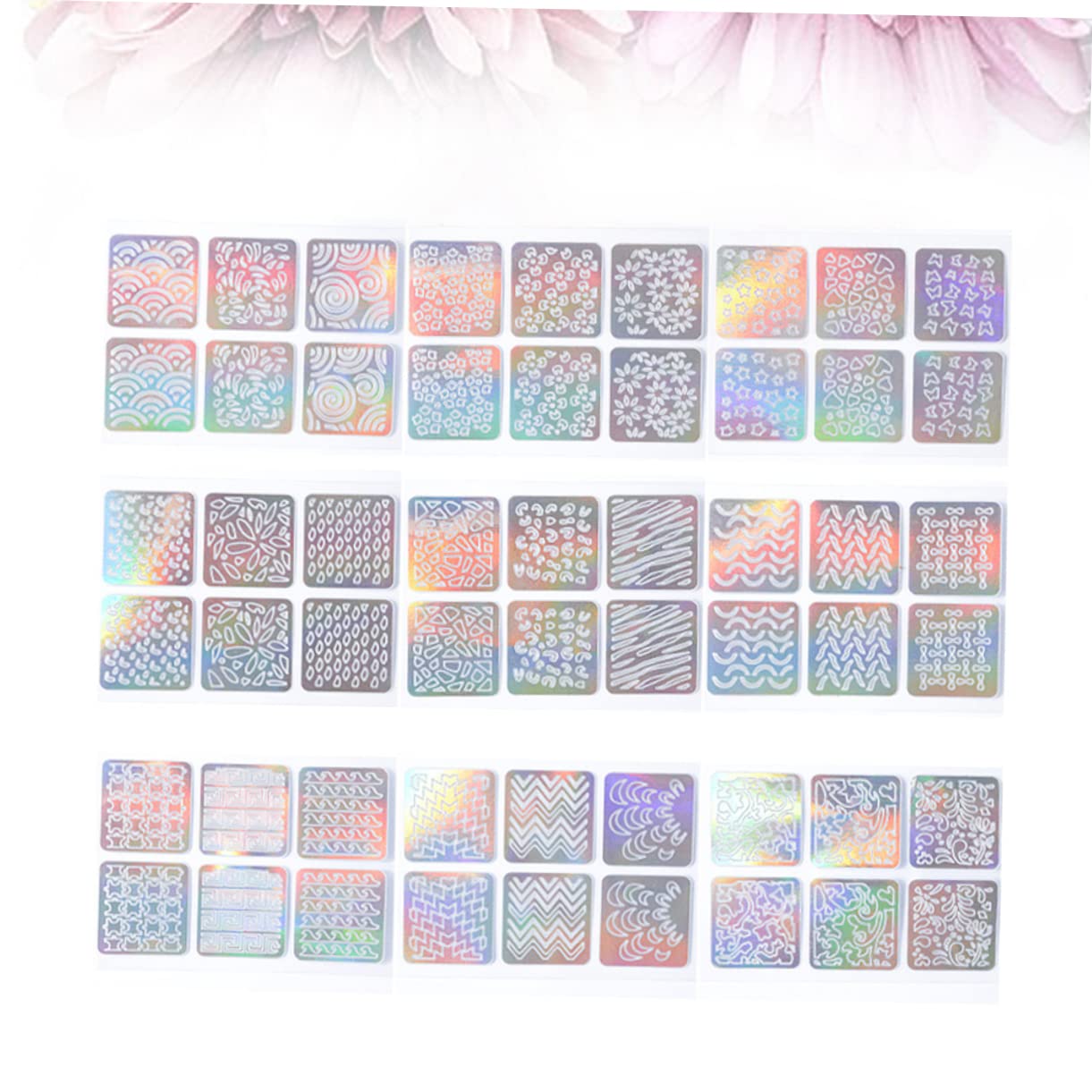 Housoutil 108pezzi Kit Decorazioni Per Unghie Adesivi Nail Art Hollow-out Per e Ragazze Facili Applicare Per e