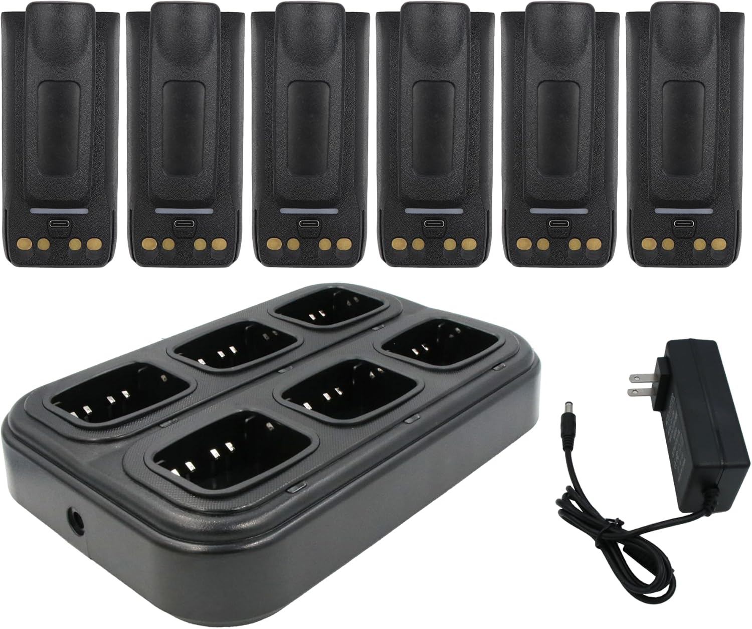 R7 Battery and Multi Unit Charger Set Compatible with Motorola R7 Radio 6-Unit Charging Station with Power Suppley