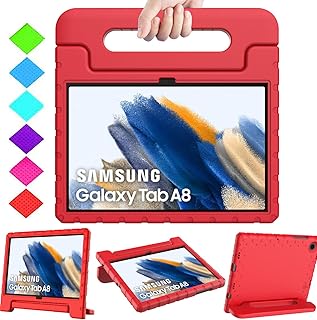 BMOUO Kids Case for Samsung Galaxy Tab A8 10.5 inch 2022(SM-X200/X225/X207), Galaxy Tab A8 Case for Kids, Shockproof Convertible Handle Stand Kids Case for Samsung Galaxy Tab A8 10.5 2022 Tablet, Red