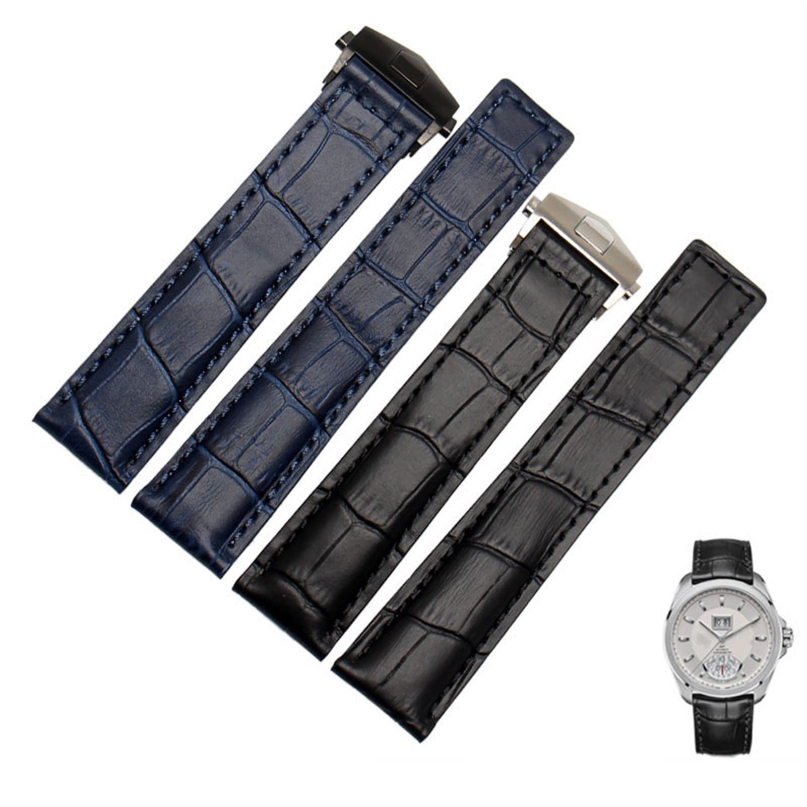 Uhrenarmband aus echtem Leder für TAG heuer Armband blau schwarz braun 19 mm 20 mm 22 mm mit Faltschließe Lederarmband
