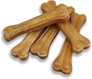 Dog Bones Long Lasting 5-Pack – Natural Compressed Rawhide Bones for Aggressive Chewers – Zero Flavors, Preservatives – Safe Dog Treats Ideal for All Breeds and Sizes (Large ~ 8.5")
