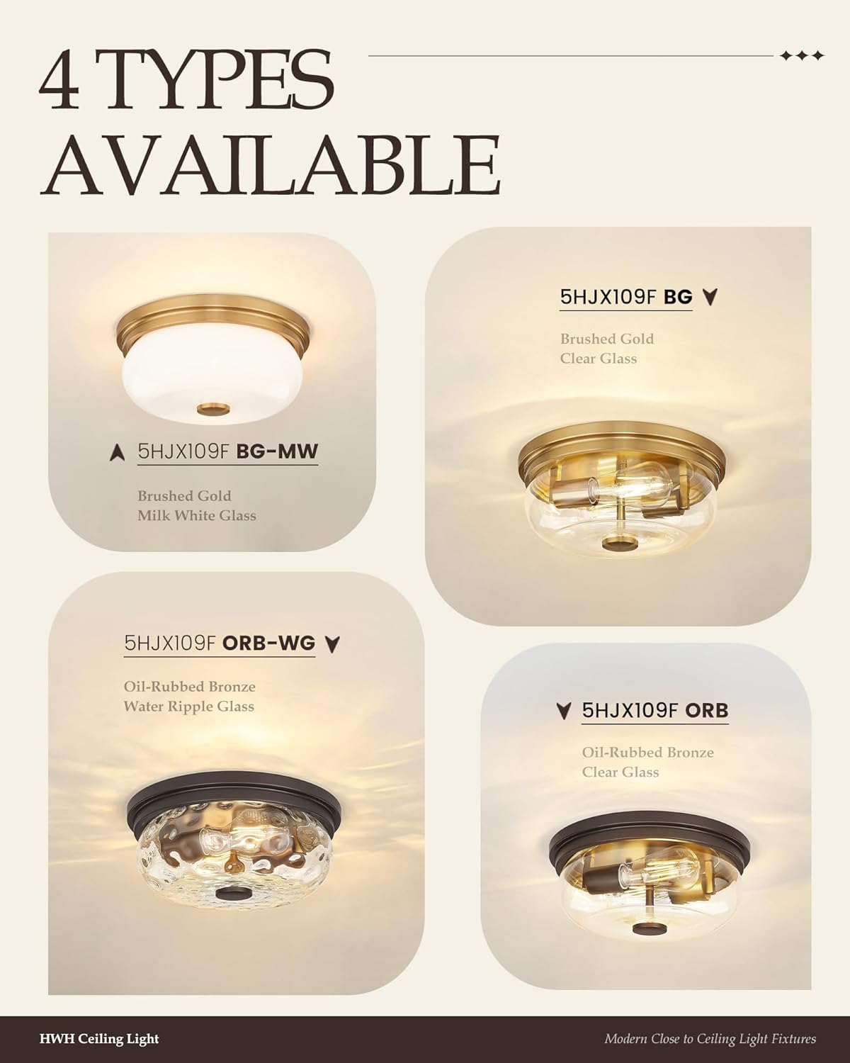 HWH INVESTMENT 2-Light Flush Mount Ceiling Light, Rustic Ceiling Light Fixture for Closet Hallway Entryway, 12 Inch Flush Mount Ceiling Light with Clear Glass, Oil-Rubbed Bronze Finish, 5HJX109F ORB