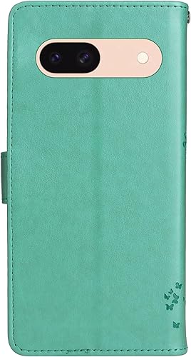 Miniatura 5 de PAOBIR Funda para Google Pixel 7A, funda tipo cartera para Google Pixel 7A, funda con tapa de piel sintética en relieve, árbol del amor, gato,