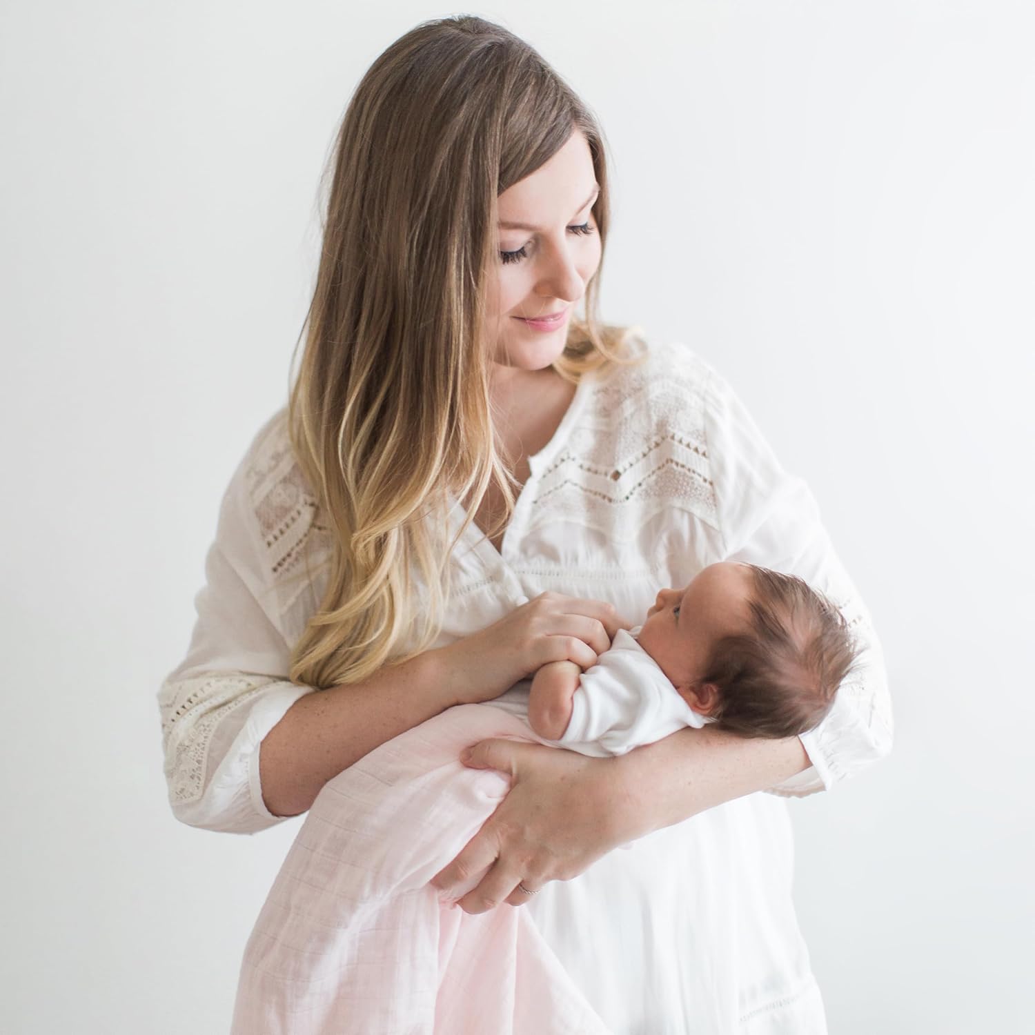 Amazing Baby Muslin Swaddle Blankets for Baby Girls, Newborn Receiving Blanket, 100% Cotton Baby Swaddle Wrap, Set of 3, XLarge 46x46 inches, Watercolor Bliss, Pink