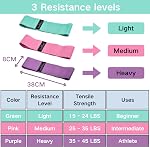 Bandes de résistance pour l'exercice pour les femmes et les hommes avec 3 Différents niveaux de force,bandes d'étirement pour jambes de booty,travail,Pilates,Yoga,bande élastique avec conception non-dérapante